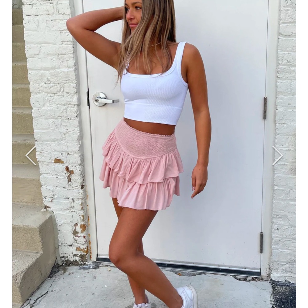 Pink Dusty Rose Ruffle Skirt ~ Rock N Rags - Picture 7 of 15